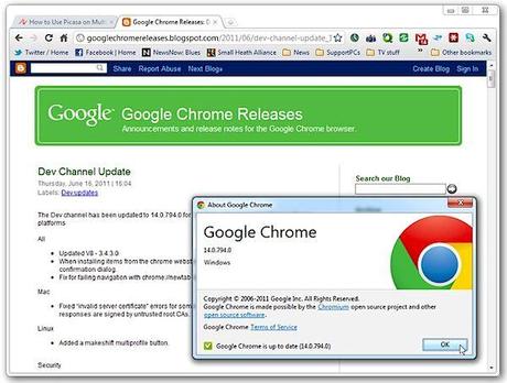 Google Chrome 14 dev