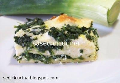 Pasticcio di crespelle con porri e spinaci