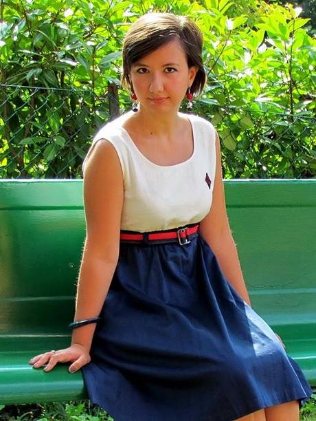 Blue, White and Red dress