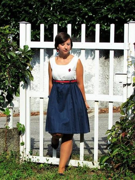 Blue, White and Red dress