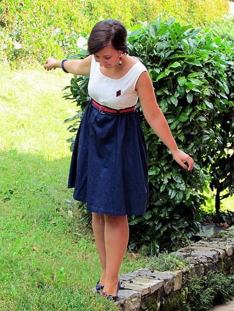 Blue, White and Red dress