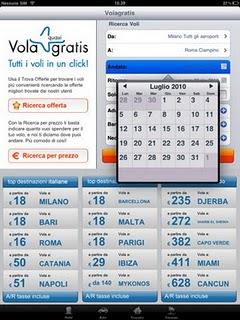 Ricerca voli per iPad con l'app ''Volagratis''