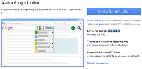Installare Google Toolbar