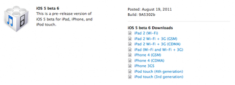 News | Apple rilascia iOS5 Beta 6 per gli sviluppatori iPod Ipad ioS 5 Beta 6 ios 5 Apple iphone Apple Aggiornamento software 