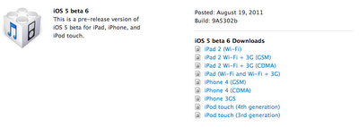 Apple rilascia l'iOS 5 BETA 6