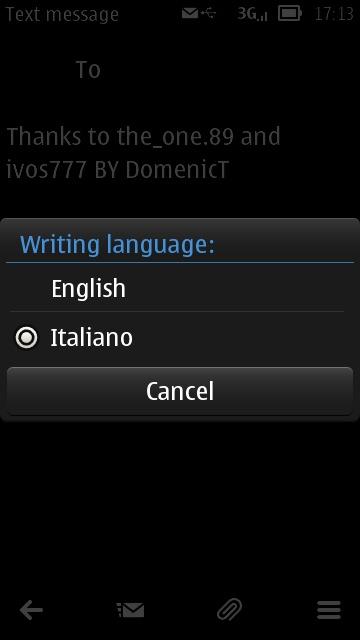 Introdotta la lingua di scrittura Italiana in Symbian Belle