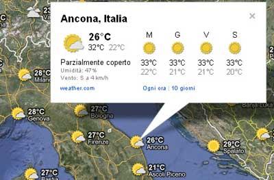 google meteo2 Il meteo in tempo reale su Google Maps