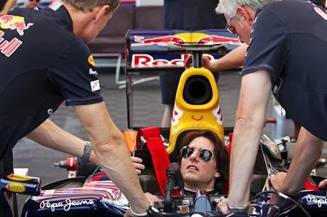 Tom Cruise drives the Red Bull F1 Race Car.