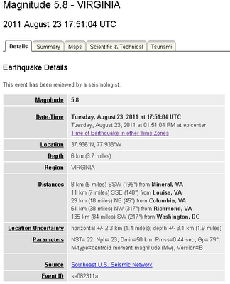 Terremoto negli Usa (Virginia) a 135 km da Washington DC