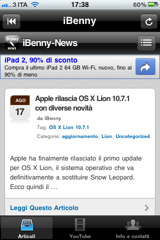 Disponibile su AppStore l’app ufficiale di iBenny-News!