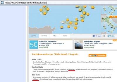 Lunedì 29 agosto: i servizi meteo prevedono velature sul centro e sul meridione dell'Italia ... o cieli coperti dalle scie degli aerei?