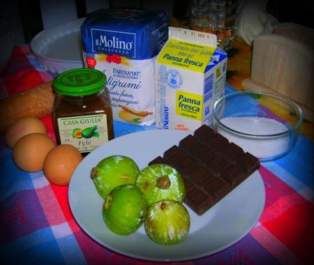 Crostata di fichi su crema di cioccolato