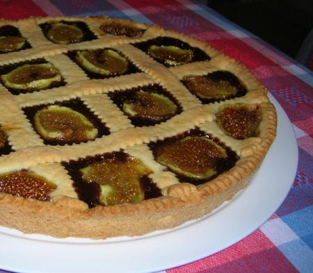 Crostata di fichi su crema di cioccolato