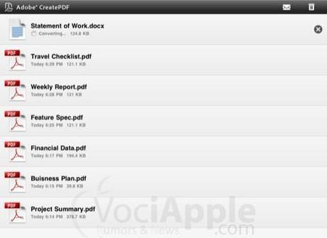 Nuova Applicazione Adobe CreatePDF per la creazione di PDF su iPhone iPad