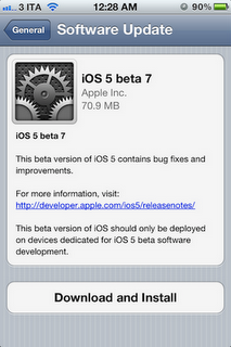 Apple rilascia iOS 5 BETA 7.