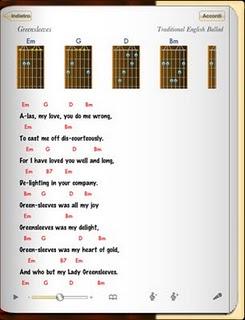 La gestione degli accordi per chitarra e testo con l'app ''Canzoniere'' vers 1.2.1.