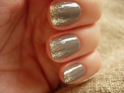 Taupe and Golden Nail Art