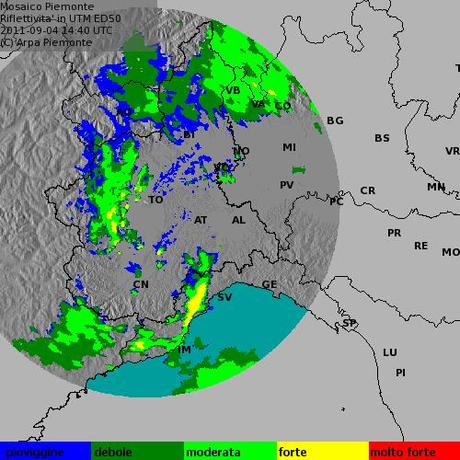 METEO - guarda le precipitazioni in corso nel nord-ovest