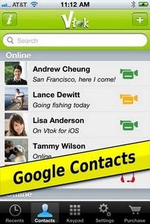 Vtok - Google talk (Gtalk) video calls, text chat + Google Voice phone and SMS