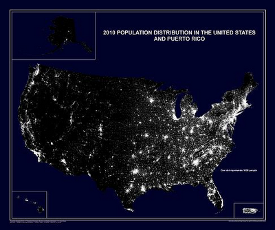 Distribuzione della popolazione negli USA: una mappa