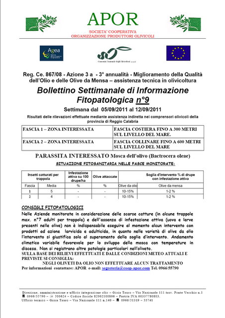 APOR Informa: Bollettino settimanale di informazione fitopatologica (n. 9).