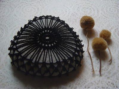 crocheted lace stone