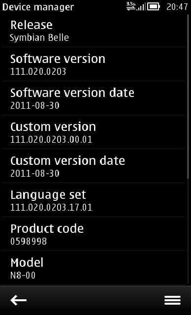 Symbian Belle Leak for Nokia N8 v111.020.0203