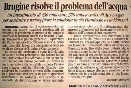 L’impegno di AcegasAps nella Saccisica: riduzione delle perdite e 370 mila euro per raddoppiare la condotta dell’acqua a Brugine