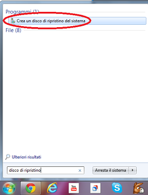 Windows 7: Creare un disco di ripristino di sistema