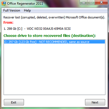 destinazione Office Regenerator: recuperare documenti Microsoft Office perduti