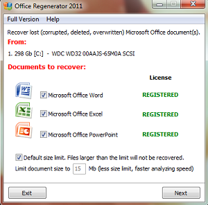 Office Regenerator: recuperare documenti Microsoft Office perduti