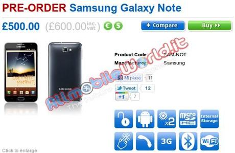 Preordine Samsung Galaxy Note : Compra / acquista in Pre-order modello Sim Free