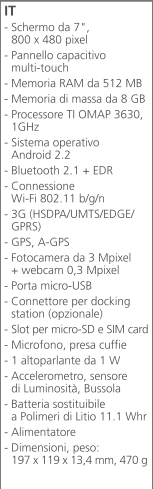 caratteristiche tecniche olipad 7 Olivetti Olipad 7, Tablet Android Froyo a 299€