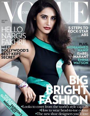 Nargis Fakhri su Vogue India Settembre 2011, indossa Versace