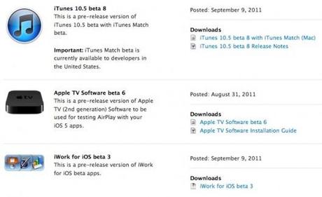 Apple rilascia iTunes 10.5 beta 8 e iWork beta 3 per iOS