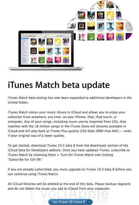 Fase beta testing di iTunes Match estesa solo agli sviluppatori statunitensi !