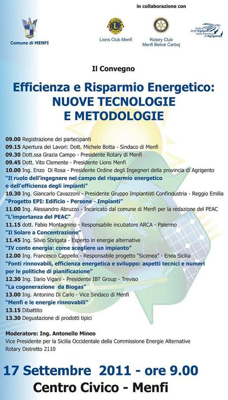 A Menfi convegno nazionale su Efficienza e Risparmio Energetico