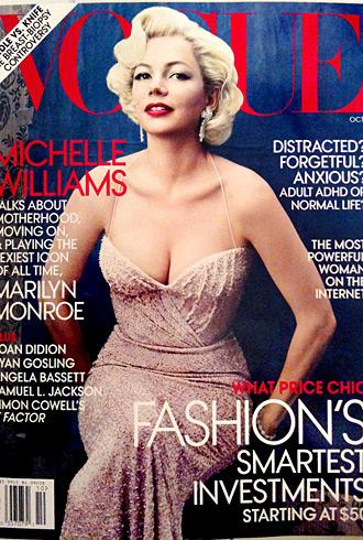 Michelle Williams Come Marilyn Monroe sulla Copertina di Vogue USA, Ottobre 2011