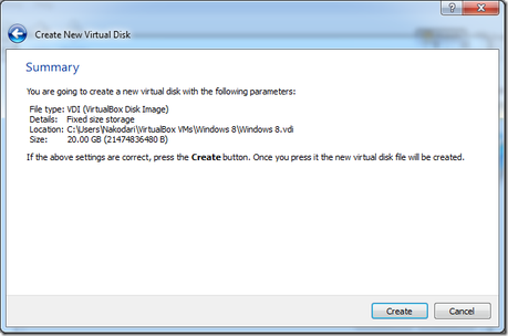 sumary virtual disk thumb Come installare Windows 8 su VirtualBox [Guida]
