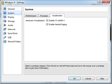 virtual acceleration settings thumb Come installare Windows 8 su VirtualBox [Guida]