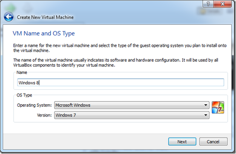 Create new virtual machine name thumb Come installare Windows 8 su VirtualBox [Guida]