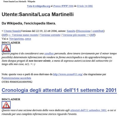 Wikipedia e 11 settembre: Vituzzu colpisce ancora