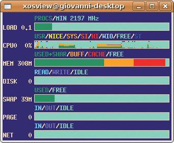 Monitorare le risorse di sistema con Xosview.