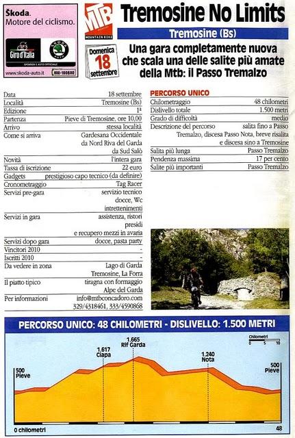 GF MTB del 18/9/2011: Rampiconero (AN), Tremosine No Limits (BS), Triangolo lariano (CO), Adamello Bike (BS), Collombardo (TO)