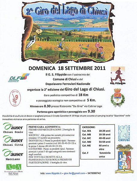 Settembre 2011: corre lago Chiusi (PG) Edizione Giro Lago Chiusi