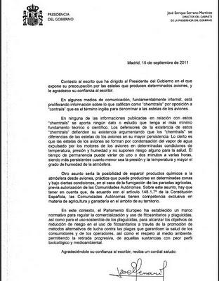 Spagna: il governo nega tassativamente l'evidenza delle scie chimiche, a differenza dell'ufficio presidenziale francese