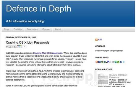 Falla di Sicurezza su Mac OS X Lion : Visualizzare i dati has della Password Utente