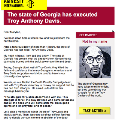 Amnesty International: The state of Georgia has executed Troy Anthony Davis.