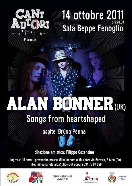 Il 14 ottobre concerto di Alan Bonner ad Alba (CN)