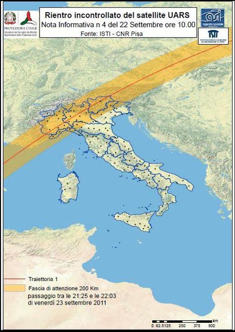 Nord Italia sotto il pericolo del Satellite UARS della NASA